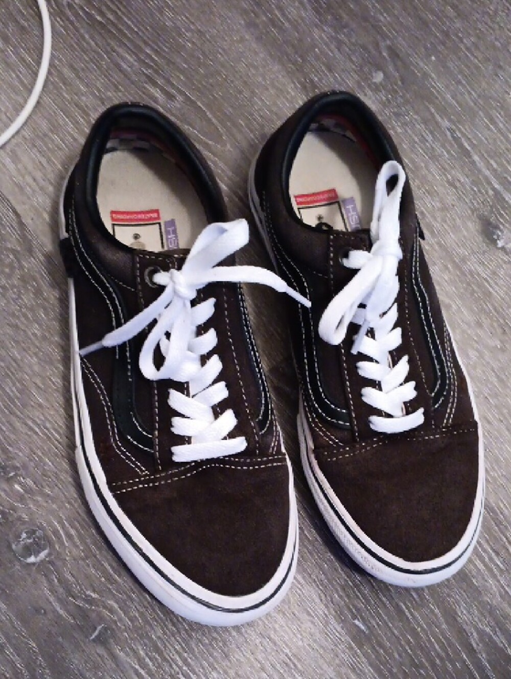 Vans Dark Brown Suede Lace-Up Sneakers with White Laces